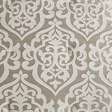 Madison Park Odette Cozy Comforter Set Jacquard Damask Medallion Design - Modern All Season, Down Alternative Bedding, Shams, Decorative Pillow, King(104 in x 92 in), Tan 8 Piece