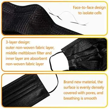 Black Disposable Mask For Women Men Disposable Masks 100pcs 3 Ply Teens Disposable Mask For Adults Use For Individual And Family Indoor Outdoor Home Office Travel