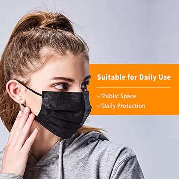 Black Disposable Mask For Women Men Disposable Masks 100pcs 3 Ply Teens Disposable Mask For Adults Use For Individual And Family Indoor Outdoor Home Office Travel