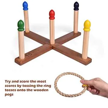 FUN LITTLE TOYS Wooden Ring Toss Games for Kids and Family