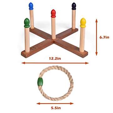 FUN LITTLE TOYS Wooden Ring Toss Games for Kids and Family