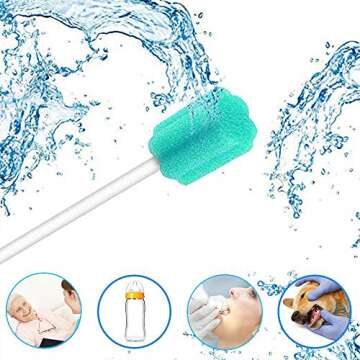 Wellgler's Sterile Sponge Mouth Swabs,Disposable Oral Swabs,Individually Wrapped (100pcs,sky blue)