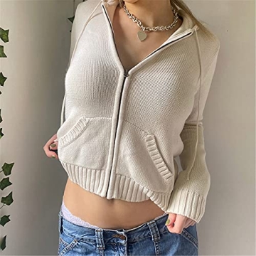 Stylish Yuemengxuan Women Zip Up Hoodie for Vintage Fashion