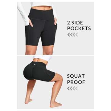 BALEAF Women's 6" High Waisted Biker Shorts Gym Workout Yoga Running Athletic Spandex Shorts with Pockets Black 2XL