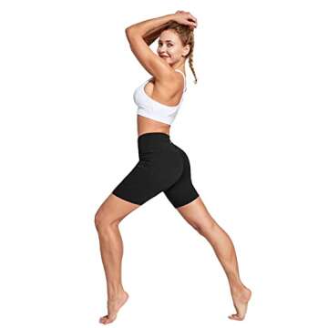 BALEAF Women's 6" High Waisted Biker Shorts Gym Workout Yoga Running Athletic Spandex Shorts with Pockets Black 2XL