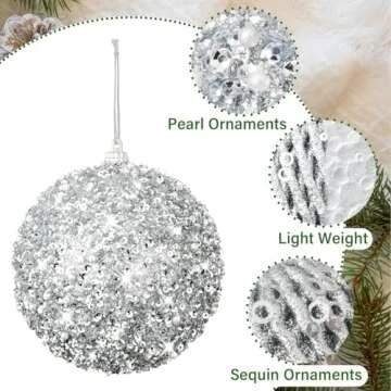 3.15" Glitter Shatterproof Christmas Ball Ornaments
