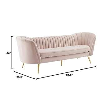 Modway EEI-3453 Opportunity Channel Tufted Curved Back Upholstered Performance Velvet Sofa in Pink