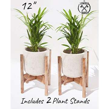 Stylish 12'' Mid Century Plant Stands - Set of 2