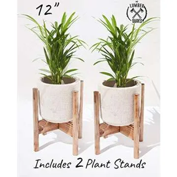 Stylish 12'' Mid Century Plant Stands - Set of 2