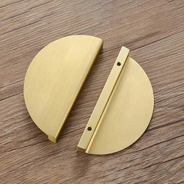 EMVANV Brass Gold Half Circle Moon Drawer Pull Handles
