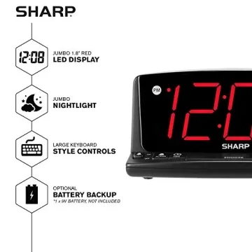 Sharp LED Alarm Clock Easy Read Numbers for Everyone