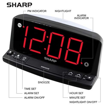 Sharp LED Alarm Clock Easy Read Numbers for Everyone