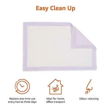 Amazon Basics Cat Pad Refills for Litter Box, Unscented - Pack of 20, Purple and White