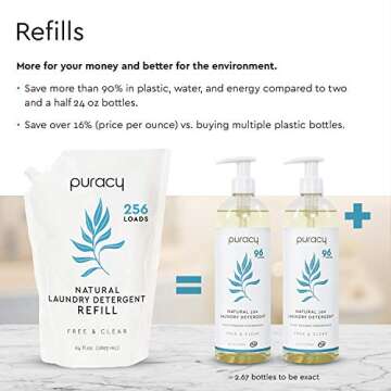 Puracy Baby Laundry Detergent Liquid - Baby All Detergent Liquid - Non Toxic Laundry Detergent - Liquid Laundry Detergent, Hypoallergenic, Concentrated, Plant Based Detergent Free and Clear, 64 Fl Oz