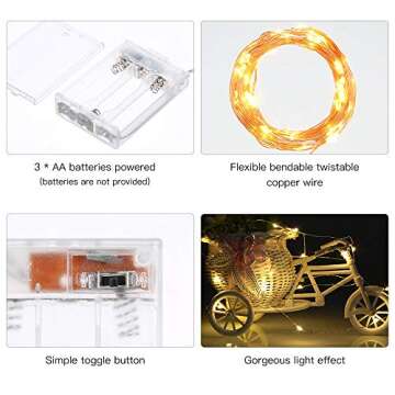 Ariceleo Led Fairy Lights Battery Operated, 2 Packs Mini Battery Powered Copper Wire Starry Fairy Li...