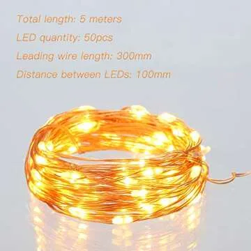 Ariceleo Led Fairy Lights Battery Operated, 2 Packs Mini Battery Powered Copper Wire Starry Fairy Lights for Bedroom, Christmas, Parties, Wedding, Centerpiece, Decoration (5m/16ft Warm White)