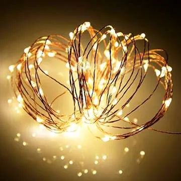 Ariceleo Led Fairy Lights Battery Operated, 2 Packs Mini Battery Powered Copper Wire Starry Fairy Lights for Bedroom, Christmas, Parties, Wedding, Centerpiece, Decoration (5m/16ft Warm White)