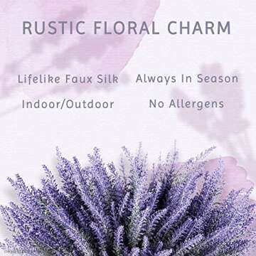 Butterfly Craze Artificial Lavender 8-Piece Bundle – Lifelike Faux Silk Plants for Crafting or Home Decor – Great for Pairing With Other Fake/Dried Flowers like Purple Roses to Create Wedding Bouquets