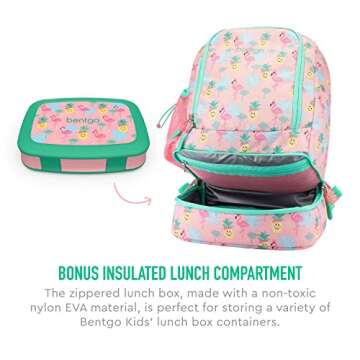 Bentgo 2-in-1 Backpack & Insulated Lunch Bag Set With Kids Prints Lunch Box (Tropical)