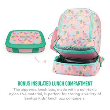 Bentgo 2-in-1 Backpack & Insulated Lunch Bag Set With Kids Prints Lunch Box (Tropical)