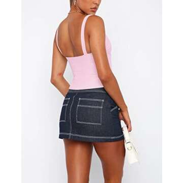 Cioatin Women’s Sleeveless Going Out Pleated Ruched Y2K Tie Up Bustier Crop Tank Top Scoop Neck Cut Out Slit Cami Shirt Pink