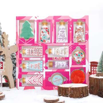 2024 Limited Edition Advent Calendar Christmas Gifts Hand Cream Bath Sets for Women Gift, 12pcs Spa Gift Set Includes Hand Lotion,Body Lotion,Candles,Shower Gel,Bath Bomb,Holiday Gift,Pamper Kit