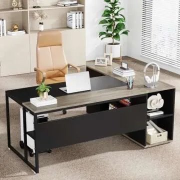 Tribesigns 71" Executive Desk with Storage Solutions for Home Office