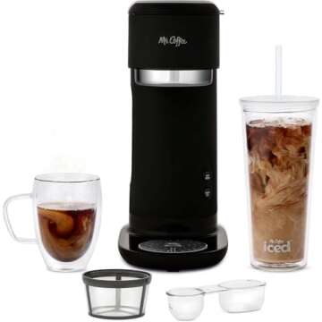 Mr. Coffee Iced and Hot Coffee Maker, Single Serve Machine with 22-Ounce Tumbler and Reusable Coffee...