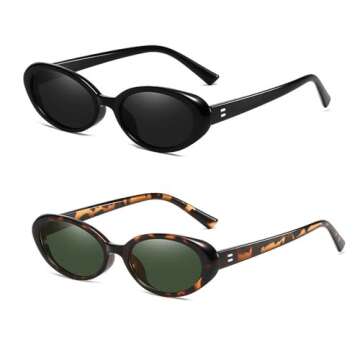 Ridering Retro Oval Sunglasses - UV Protection Cat Eye Style