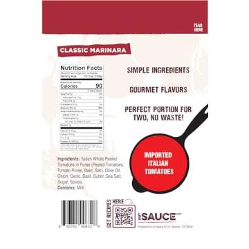 Always Fresh, Two Servings, Classic Marinara Gourmet Pasta Sauce (2-pack), Le Sauce & Co. Imported I...