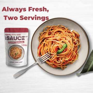Always Fresh, Two Servings, Classic Marinara Gourmet Pasta Sauce (2-pack), Le Sauce & Co. Imported Italian San Marzano Tomatoes, Marinara Pasta Sauce, Tomato Sauce, Red Sauce, Spaghetti Pasta