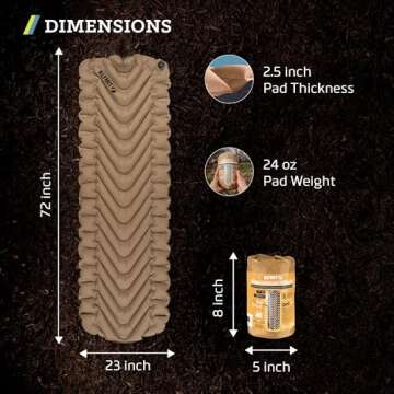 KLYMIT Insulated Static V Pad Comfortable Inflatable Sleeping Pad