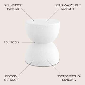 JONATHAN Y Greta 18" Mid-Century Modern Drum Accent Table for Indoor and Outdoor Use