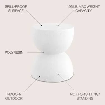 JONATHAN Y Greta 18" Mid-Century Modern Drum Accent Table for Indoor and Outdoor Use