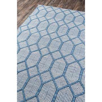 Erin Gates by Momeni Langdon Cambridge Blue Hand Woven Wool Area Rug 5' X 8'