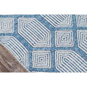 Erin Gates by Momeni Langdon Cambridge Blue Hand Woven Wool Area Rug 5' X 8'