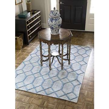 Erin Gates by Momeni Langdon Cambridge Blue Hand Woven Wool Area Rug 5' X 8'