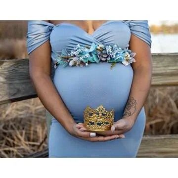 Vivivalue Flower Wreath Crown Boho Flower Headband Hair Garland Floral Headpiece Halo with Wrist Wedding Party Festival Photos Blue