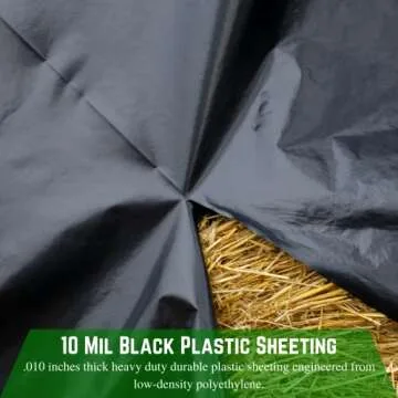 10 Mil Black Plastic Sheeting - Heavy Duty Durable Tarp Roll