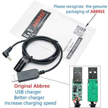 BaoFeng 2.5mm USB Charger Cable with Indicator Light UV-5R AR-152 UV-82 3800mAh Battery UV-S9/9S Two...