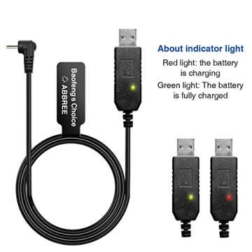 BaoFeng 2.5mm USB Charger Cable with Indicator Light UV-5R AR-152 UV-82 3800mAh Battery UV-S9/9S Two Way Radio (1)