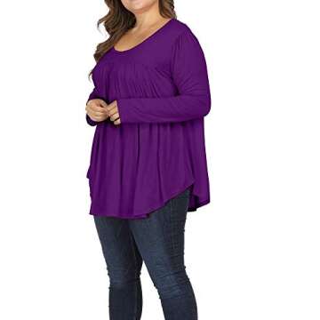 ALLEGRACE Plus Size Loose Fit Long Sleeve Tops for Women