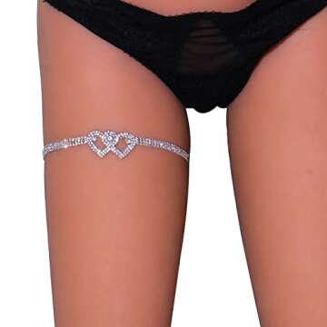 Rhinestone Double Heart Thigh Chain Jewelry for Women - Elegant & Sexy Accessory