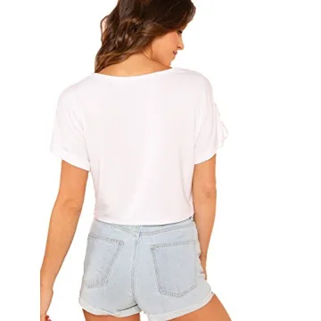 Stylish SweatyRocks Women's Casual Round Neck Crop Top