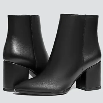 IDIFU Women's Stylish Ankle Boots with Chunky Heel