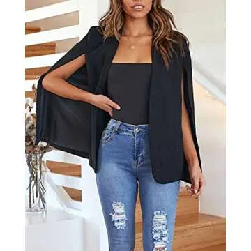Elegant Cape Blazer Jackets for Women Plus Size Chic
