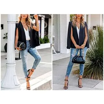 Elegant Cape Blazer Jackets for Women Plus Size Chic