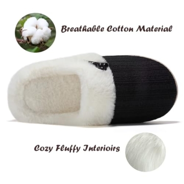 NineCiFun Women's Slip on Fuzzy House Slippers Memory Foam Slippers Scuff Outdoor Indoor Warm Plush Bedroom Shoes with Faux Fur Lining
