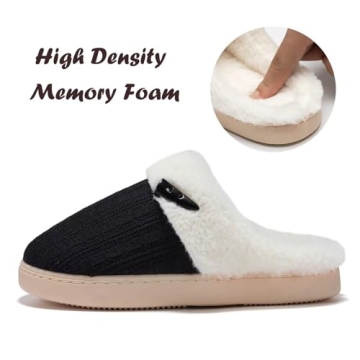 NineCiFun Women's Slip on Fuzzy House Slippers Memory Foam Slippers Scuff Outdoor Indoor Warm Plush Bedroom Shoes with Faux Fur Lining