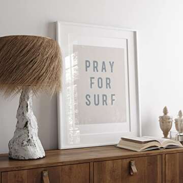 Pray For Surf Wall Art, Beach Decor Poster Print, Boho Beach Prints for Home Decor, Inspirational Ar...